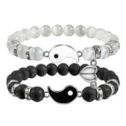 BOCHOI Pärchen Armband Yin Yang Magnet Armband Geschenk für Paare Partnerarmbänder Geschenk für Ihn Sie Partner Geschenke für Freunde Freundinnen EhemäNner Ehefrauen Valentinstag von BOCHOI