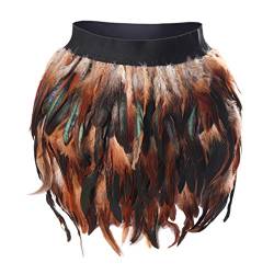 Party Supplies Damen Mid Waist A-Linie Kurzer Federrock Halloween Tanz Festival Rave, Braun-fz0027, Mittel von BODY CAGE