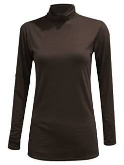 Body 2 Body Rollkragenpullover, elastisch, für Damen, Langarm-Oberteil, Viskose, Größe 34-48 Gr. XXL/XXXL, braun von BODY