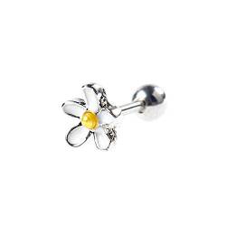 BODYA 1pc 18g 7mm weiße Emaille Daisy Blume Ohr Knorpel Barbell Helix Ohrläppchen Ohrstecker Piercings von BODYA