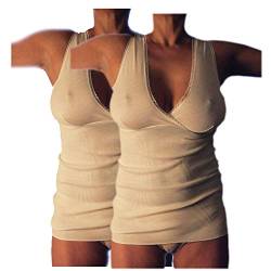 BODYPERFECT 2-teiliges Tanktop mit breiter Schulter für Damen, Gesundheit, Kreuzung, Brust, Unterwäsche aus 50 % Schurwolle, Hemd, Unterwäsche, hergestellt in Italien, Weiß, XX-Large von BODYPERFECT