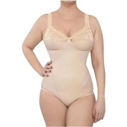 BODYPERFECT Damen Shapewear Formender Body Taillenformer Miederbody Shaping Bodysuit Made in Italy (Beige, 3XL) von BODYPERFECT