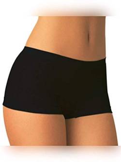 Shorts aus Mikrofaser, kurze Boxershorts, für Tanz und Fitness, für Damen, elastisch, kurz, atmungsaktiv, L/XL Schwarz von BODYPERFECT