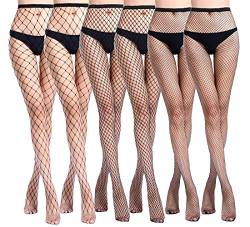 BOELLRUNO 6 Paar Schwarz Netzstrumpfhose Netzstrümpfe Netz Damen Schwarz MeshStrumpfhose Netz Strumpfhose Fischnetz Strumpfhosen Socken Strumpf für Frauen von BOELLRUNO