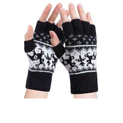 BOER Damen fingerlose Handschuhe -Winter Thermo Handschuhe Fingerlose Wolle Strick Warm Halb Fingerhandschuhe Gutes Geschenk (Schwarz) von BOER