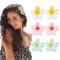 6 Stück Blumen Haarklammern Hawaii Haarspangen Flower Hair Clip Strandblumen Haarschmuck Kopfschmuck für Mädchen und Frauen Strand Party Pool Urlaub von BOFUNX