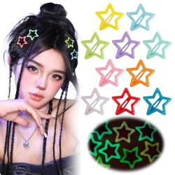 BOFUNX 10 Stücke Stern Haarspangen Silber Y2K Haarschmuck Pentagramm Hair Clips für Mädchen und Frauen, 3.2cm von BOFUNX