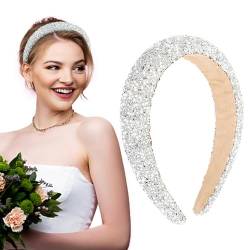 BOFUNX Damen Haarreif Glitzer Strass Haarreif Breit Haarband Stirnbänder für Frauen Mädchen Geburtstagsgeschenk Hochzeit Braut Haarschmuck von BOFUNX