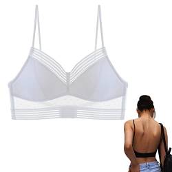 BOFUNX Damen Rückenfreier BH Kabelloser U-Förmiger Rücken BH Tief V Ohne Bügel Comfort Lifting-BH für Sommer Kleider (XL, weiß) von BOFUNX