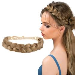 Perücke Stirnband Haarband Geflochtenes 3 Stränge Kunsthaar Klassisches klobiges geflochtenes Stirnband elastisches Haarband für Frauen Mädchen Hochzeit von BOFUNX