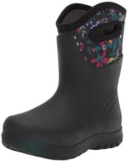 BOGS Damen Neo-Classic Mid Waterproof Stiefel Gummistiefel, Karton mit Blumendruck, Schwarz, 38 EU von BOGS