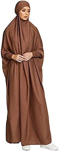 BOJON Damen Kleid Muslimisches Einteiliges Gebetskleid für Damen Abaya Kleid Islamischer Naher Osten Dubai Türkei Maxi Abaya Kaftan mit Hijab Kleid in voller Länge von BOJON