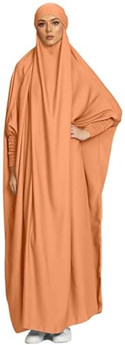 BOJON Damen Kleid Muslimisches Einteiliges Gebetskleid für Damen Abaya Kleid Islamischer Naher Osten Dubai Türkei Maxi Abaya Kaftan mit Hijab Kleid in voller Länge von BOJON