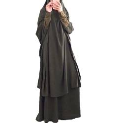 BOJON Muslimisches Zweiteiliges Gebetskleid für Frauen Abaya Kleid Islamischer Naher Osten Dubai Türkei Maxi Abaya Kaftan mit voller Länge Hijab Kleid von BOJON