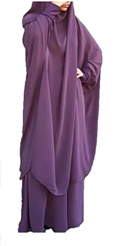 BOJON Muslimisches Zweiteiliges Gebetskleid für Frauen Abaya Kleid Islamischer Naher Osten Dubai Türkei Maxi Abaya Kaftan mit voller Länge Hijab Kleid von BOJON