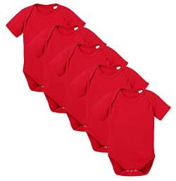 BOLANI Baby Strampler Body Jungen und Mädchen von 0-12 Monate und auch als 5er Pack erhältlich, Größe:74/7-9 Monate, Farbe:5er Rot von BOLANI