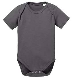BOLANI Baby Strampler Body Jungen und Mädchen von 0-12 Monate und auch als 5er Pack erhältlich, Größe:74/7-9 Monate, Farbe:Dunkel Grau von BOLANI