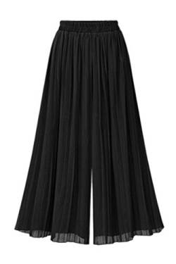 Aladinhose Elegante Sommer Damen Hosen Plissee Unifarben Vintage Mode Marken Elastische Taille Chiffon Nahen Taille Locker 7/8 Hose Pants Casual Bequeme Moderner Stil Young Fashion Große Größen von BOLAWOO