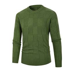 BOLENN Einfarbig Pullover Herren Dünnschliff Mode Jacquard Langarm Pulli Herren Basic Slim Fit Rundhals Strickwaren Herren Stretch Weich Komfortabel Knit Sweater Herren AY-Green 3XL von BOLENN