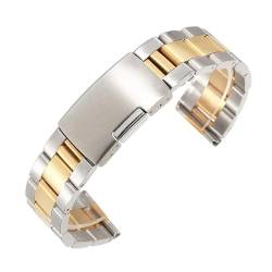 BOLEXA 26mm 24mm 22mm 20mm 18mm Edelstahl Uhrenarmband Klassisches Metallarmband for Smart Watch Strap Männer Frauen (Color : Silver Gold, Size : 18mm) von BOLEXA