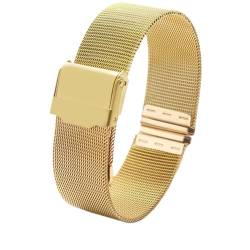 BOLEXA Einfaches Armband for Damen, 12, 13, 14, 15, 16, 17, 18, 19, 20, 22 mm, Metallgewebe, trendiges Armband (Color : Gold, Size : 12mm) von BOLEXA