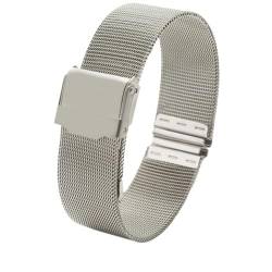 BOLEXA Einfaches Armband for Damen, 12, 13, 14, 15, 16, 17, 18, 19, 20, 22 mm, Metallgewebe, trendiges Armband (Color : Silver, Size : 12mm) von BOLEXA