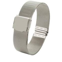 BOLEXA Einfaches Armband for Damen, 12, 13, 14, 15, 16, 17, 18, 19, 20, 22 mm, Metallgewebe, trendiges Armband (Color : Silver, Size : 15mm) von BOLEXA