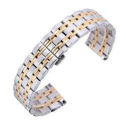 BOLEXA Metall Uhrenarmbänder Armband Frauen 20mm Uhrenarmband Mode Silber Edelstahl Luxus 22mm Uhrenarmband (Color : Gold and silver, Size : 20mm) von BOLEXA