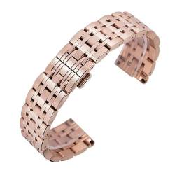 BOLEXA Metall Uhrenarmbänder Armband Frauen 20mm Uhrenarmband Mode Silber Edelstahl Luxus 22mm Uhrenarmband (Color : Rose gold, Size : 20mm) von BOLEXA