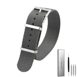BOLEXA Nylon-Uhrenarmband, 20 mm, 22 m, Sport-Smart-Armband, Ersatz-Uhrenzubehör (Color : grau, Size : 20mm) von BOLEXA