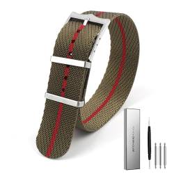 BOLEXA Nylonband, Premium-Sicherheitsgurt-Uhrenarmband, 20 mm, 22 m, Schnellverschluss-Armband, universelle Ersatzuhr (Color : Green-red, Size : 20mm) von BOLEXA