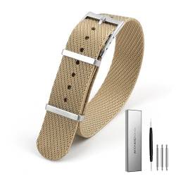 BOLEXA Nylonband, Premium-Sicherheitsgurt-Uhrenarmband, 20 mm, 22 m, Schnellverschluss-Armband, universelle Ersatzuhr (Color : Khaki, Size : 20mm) von BOLEXA