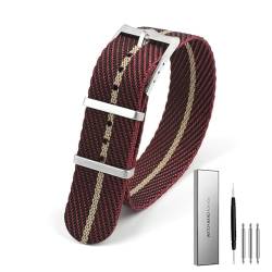BOLEXA Nylonband, Premium-Sicherheitsgurt-Uhrenarmband, 20 mm, 22 m, Schnellverschluss-Armband, universelle Ersatzuhr (Color : Red-khaki, Size : 20mm) von BOLEXA