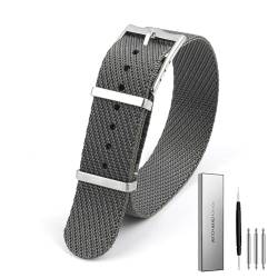 BOLEXA Nylonband, Premium-Sicherheitsgurt-Uhrenarmband, 20 mm, 22 m, Schnellverschluss-Armband, universelle Ersatzuhr (Color : grau, Size : 20mm) von BOLEXA