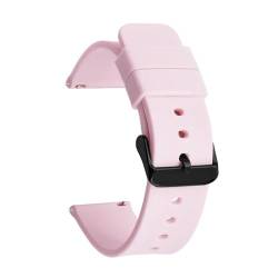 BOLEXA Silikonarmband 12mm 14mm 16mm 18mm 19mm 20mm 21mm 22mm 24mm Silikon Ersatz Uhrenarmband Universal Gummi Sport Armband Armband (Color : Pink black buckle, Size : 22mm) von BOLEXA
