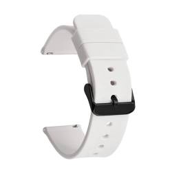 BOLEXA Silikonarmband 12mm 14mm 16mm 18mm 19mm 20mm 21mm 22mm 24mm Silikon Ersatz Uhrenarmband Universal Gummi Sport Armband Armband (Color : White black buckle, Size : 16mm) von BOLEXA