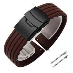 BOLEXA Silikonarmband 18mm 20mm 22mm 24mm Silikon-Uhrenarmband for Männer und Frauen, Sport-Schnellverschluss-Armband, Ersatz-Gummi-Uhrenarmband-Zubehör (Color : Coffee Black, Size : 18mm) von BOLEXA