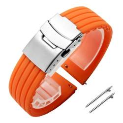 BOLEXA Silikonarmband 18mm 20mm 22mm 24mm Silikon-Uhrenarmband for Männer und Frauen, Sport-Schnellverschluss-Armband, Ersatz-Gummi-Uhrenarmband-Zubehör (Color : Orange, Size : 22mm) von BOLEXA