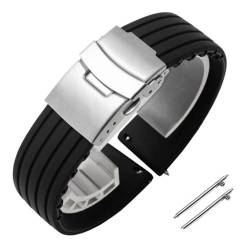 BOLEXA Silikonarmband 18mm 20mm 22mm 24mm Silikon-Uhrenarmband for Männer und Frauen, Sport-Schnellverschluss-Armband, Ersatz-Gummi-Uhrenarmband-Zubehör (Color : Schwarz, Size : 24mm) von BOLEXA