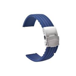 BOLEXA Silikonarmband 18mm 20mm 22mm 24mm Weiches Silikon Uhrenarmband Sport Gummi Ersatzarmband Uhrenarmband Gürtel Sicherheit Metallschnalle Armband (Color : Dark blue, Size : 18mm) von BOLEXA