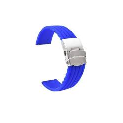 BOLEXA Silikonarmband 18mm 20mm 22mm 24mm Weiches Silikon Uhrenarmband Sport Gummi Ersatzarmband Uhrenarmband Gürtel Sicherheit Metallschnalle Armband (Color : Light blue, Size : 22mm) von BOLEXA