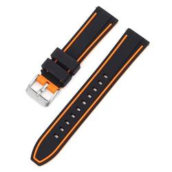 BOLEXA Silikonarmband 20mm 22mm 24mm 26mm Silikon Armband Quick Release Wasserdichte Sport Gummi Uhr Band Strap Frauen Männer handgelenk Armband Gürtel (Color : Black Orange Y, Size : 24mm) von BOLEXA