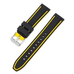 BOLEXA Silikonarmband 20mm 22mm 24mm 26mm Silikon Armband Quick Release Wasserdichte Sport Gummi Uhr Band Strap Frauen Männer handgelenk Armband Gürtel (Color : Black Yellow Y, Size : 20mm) von BOLEXA