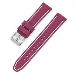 BOLEXA Silikonarmband 20mm 22mm 24mm 26mm Silikon Armband Quick Release Wasserdichte Sport Gummi Uhr Band Strap Frauen Männer handgelenk Armband Gürtel (Color : Wine Red Gray Y, Size : 26mm) von BOLEXA