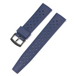 BOLEXA Silikonarmband 20mm 22mm Silikon Uhrenarmband Sport Schnellverschluss Armband Männer Frauen Wasserdichtes Gummiarmband (Color : Blue-black, Size : 22mm) von BOLEXA