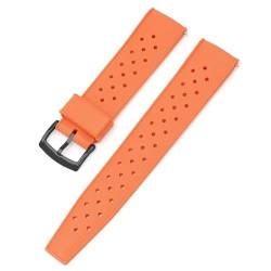 BOLEXA Silikonarmband 20mm 22mm Silikon Uhrenarmband Sport Schnellverschluss Armband Männer Frauen Wasserdichtes Gummiarmband (Color : Orange-black, Size : 20mm) von BOLEXA