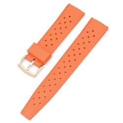 BOLEXA Silikonarmband 20mm 22mm Silikon Uhrenarmband Sport Schnellverschluss Armband Männer Frauen Wasserdichtes Gummiarmband (Color : Orange-rosegold, Size : 20mm) von BOLEXA