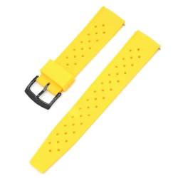 BOLEXA Silikonarmband 20mm 22mm Silikon Uhrenarmband Sport Schnellverschluss Armband Männer Frauen Wasserdichtes Gummiarmband (Color : Yellow-black, Size : 22mm) von BOLEXA