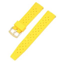 BOLEXA Silikonarmband 20mm 22mm Silikon Uhrenarmband Sport Schnellverschluss Armband Männer Frauen Wasserdichtes Gummiarmband (Color : Yellow-gold, Size : 20mm) von BOLEXA