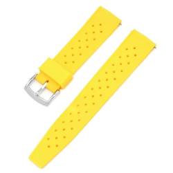 BOLEXA Silikonarmband 20mm 22mm Silikon Uhrenarmband Sport Schnellverschluss Armband Männer Frauen Wasserdichtes Gummiarmband (Color : Yellow-silver, Size : 22mm) von BOLEXA
